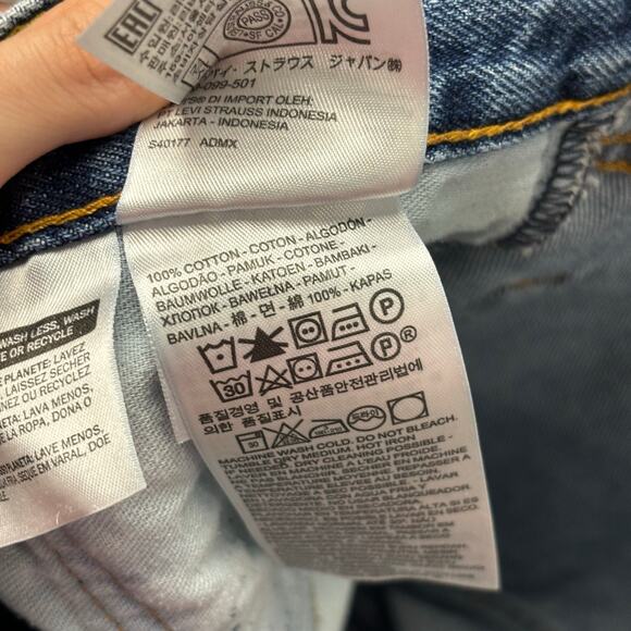 Levis 505 Mid Wash Faded Blue Men 38x32 Regular Straight Leg Denim Jeans Red Tab - Picture 5 of 13